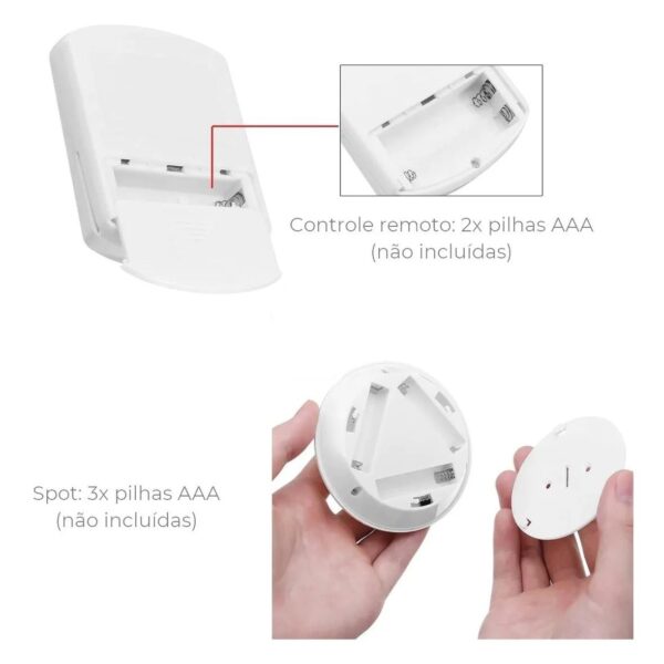 Kit 3 Lâmpadas Luminária Led Spot Sem Fio Controle Remoto - Imagem 8