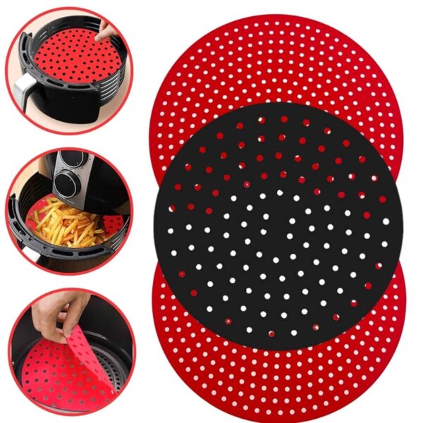 Tapete Protetor Silicone Redondo Para Air Fryer - Imagem 4